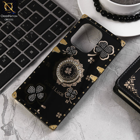 Xiaomi Redmi Note 13 Cover - Black  - Square Bling Diamond Glitter Soft TPU Trunk Case with Ring Holder