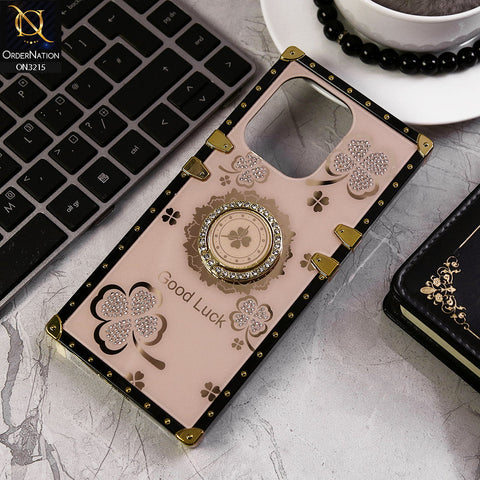 Xiaomi Redmi Note 13 Cover - Golden - Square Bling Diamond Glitter Soft TPU Trunk Case with Ring Holder