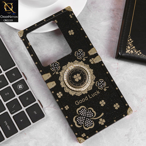 Xiaomi Poco M6 Pro 4G Cover - Black -  Square Bling Diamond Glitter Soft TPU Trunk Case with Ring Holder