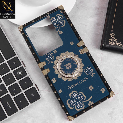 Xiaomi Poco M6 Pro 4G Cover - Blue -  Square Bling Diamond Glitter Soft TPU Trunk Case with Ring Holder