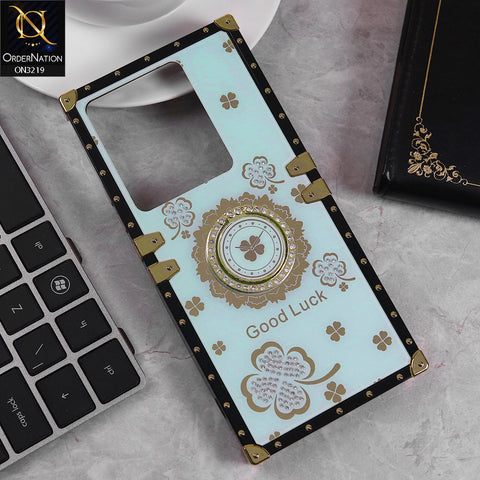 Xiaomi Poco M6 Pro 4G Cover - Seafoam Green -  Square Bling Diamond Glitter Soft TPU Trunk Case with Ring Holder