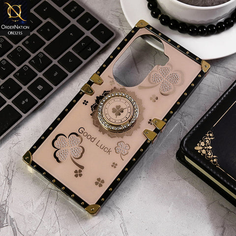 Oppo Reno 11 5G Cover - Golden - Square Bling Diamond Glitter Soft TPU Trunk Case with Ring Holder
