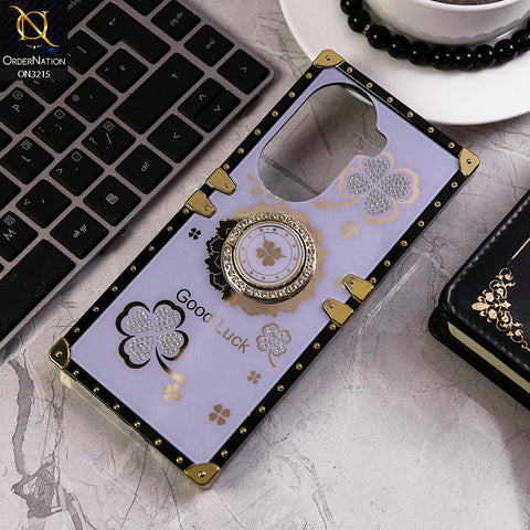 Oppo Reno 11 5G Cover - Light Purple - Square Bling Diamond Glitter Soft TPU Trunk Case with Ring Holder