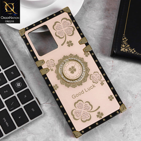 Oppo Reno 7 4G Cover - Golden -  Square Bling Diamond Glitter Soft TPU Trunk Case with Ring Holder