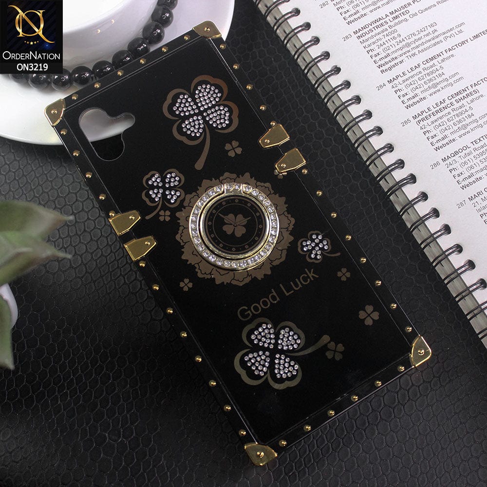 Samsung Galaxy A04 Cover - Black -  Square Bling Diamond Glitter Soft TPU Trunk Case with Ring Holder