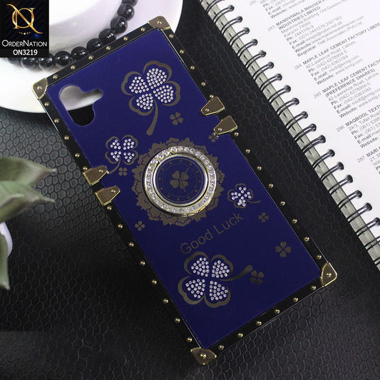 Samsung Galaxy A04 Cover - Blue -  Square Bling Diamond Glitter Soft TPU Trunk Case with Ring Holder