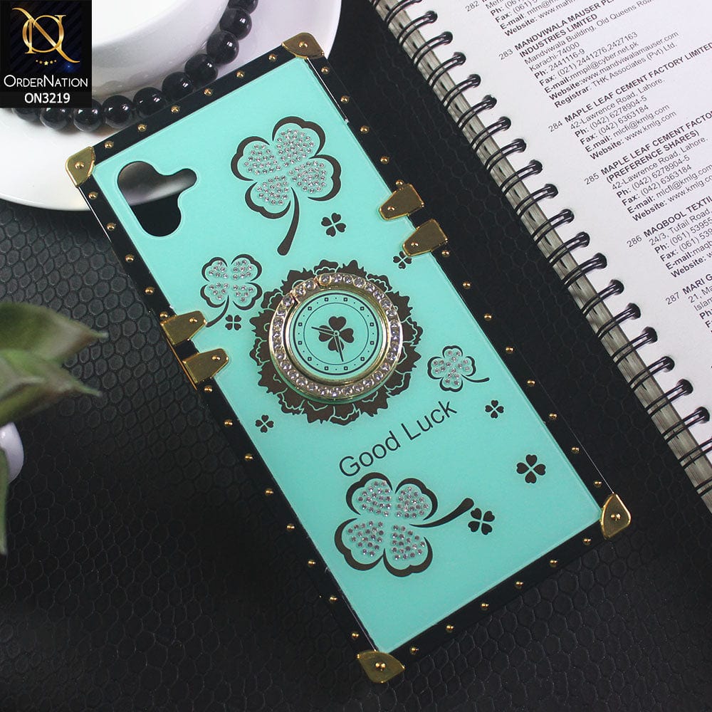 Samsung Galaxy A04 Cover - Cyan -  Square Bling Diamond Glitter Soft TPU Trunk Case with Ring Holder