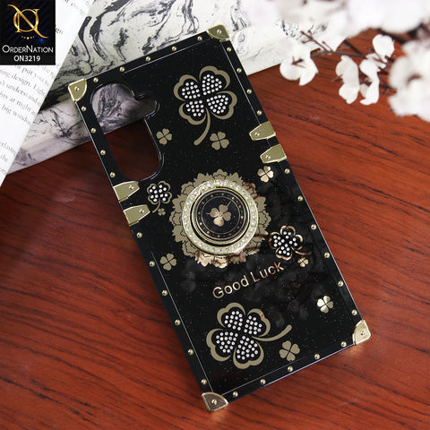 Samsung Galaxy A16 Cover - Black - Square Bling Diamond Glitter Soft TPU Trunk Case with Ring Holder
