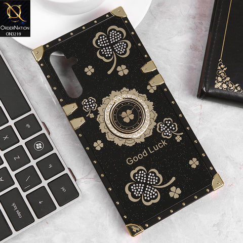 Samsung Galaxy A24 4G Cover - Black -  Square Bling Diamond Glitter Soft TPU Trunk Case with Ring Holder