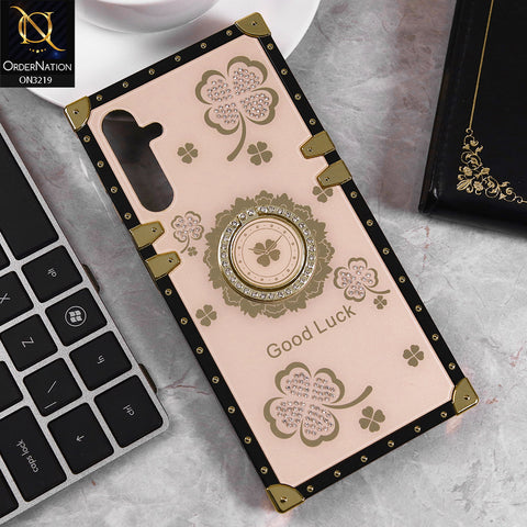 Samsung Galaxy A24 4G Cover - Golden -  Square Bling Diamond Glitter Soft TPU Trunk Case with Ring Holder
