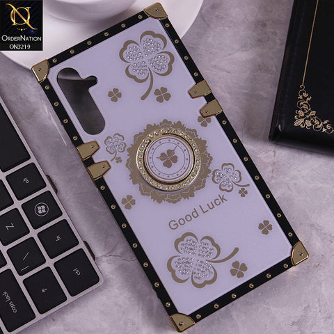 Samsung Galaxy A24 4G Cover - Light Purple -  Square Bling Diamond Glitter Soft TPU Trunk Case with Ring Holder