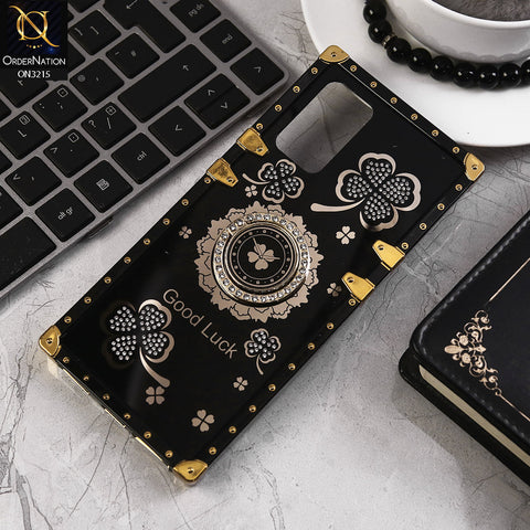 Samsung Galaxy A32 Cover - Black  - Square Bling Diamond Glitter Soft TPU Trunk Case with Ring Holder