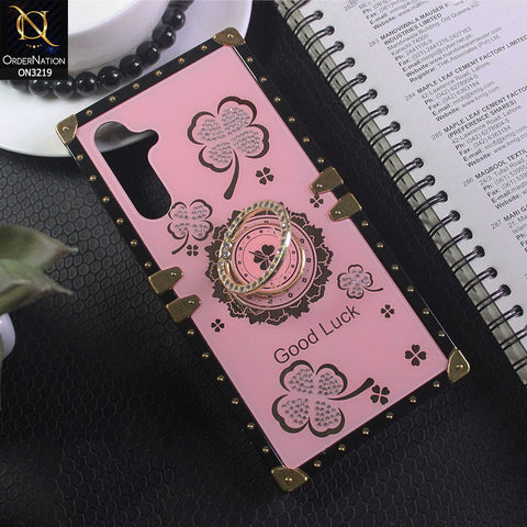 Samsung Galaxy A54 Cover - Light Pink -  Square Bling Diamond Glitter Soft TPU Trunk Case with Ring Holder