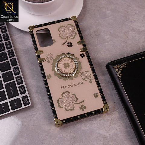 Samsung Galaxy A71 Cover - Golden  - Square Bling Diamond Glitter Soft TPU Trunk Case with Ring Holder