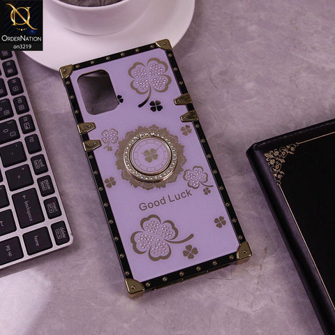 Samsung Galaxy A71 Cover - Light Purple - Square Bling Diamond Glitter Soft TPU Trunk Case with Ring Holder