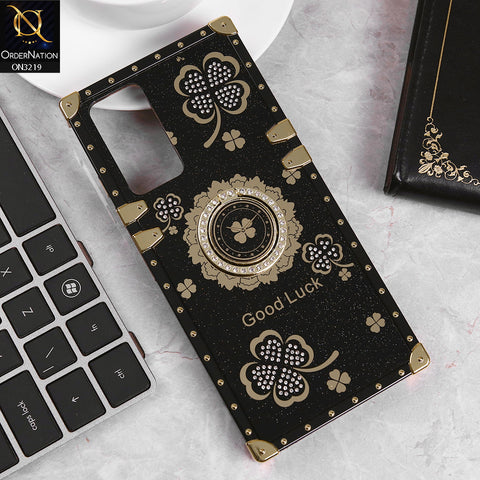 Samsung Galaxy A72 Cover - Black -  Square Bling Diamond Glitter Soft TPU Trunk Case with Ring Holder