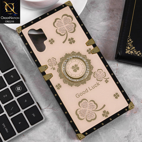 Samsung Galaxy Note 10 Plus Cover - Golden -  Square Bling Diamond Glitter Soft TPU Trunk Case with Ring Holder