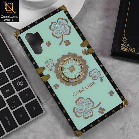 Samsung Galaxy Note 10 Plus Cover - Seafoam Green -  Square Bling Diamond Glitter Soft TPU Trunk Case with Ring Holder