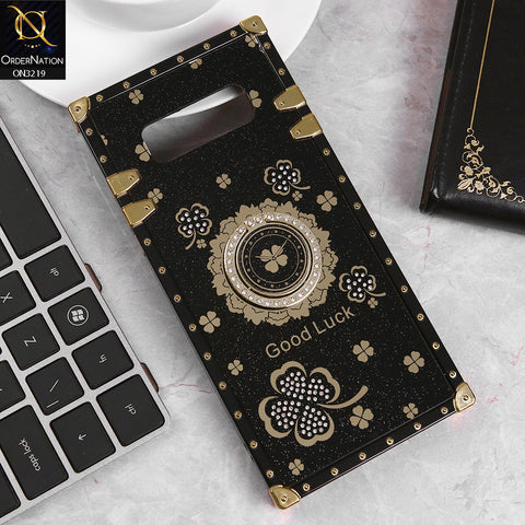 Samsung Galaxy Note 8 Cover - Black -  Square Bling Diamond Glitter Soft TPU Trunk Case with Ring Holder
