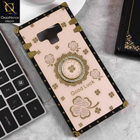 Samsung Galaxy Note 9 Cover - Golden -  Square Bling Diamond Glitter Soft TPU Trunk Case with Ring Holder