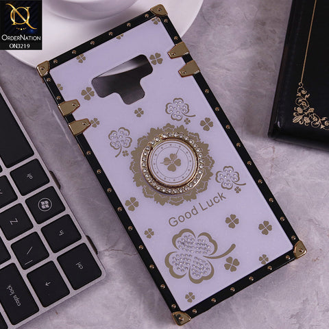 Samsung Galaxy Note 9 Cover - Light Purple -  Square Bling Diamond Glitter Soft TPU Trunk Case with Ring Holder