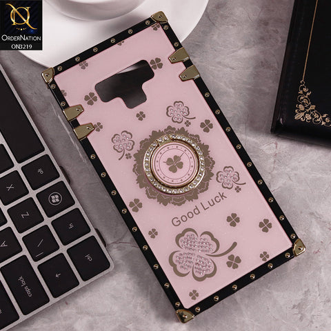 Samsung Galaxy Note 9 Cover - Pink -  Square Bling Diamond Glitter Soft TPU Trunk Case with Ring Holder