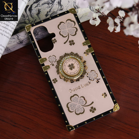 Infinix Smart 10 Cover - Golden - Square Bling Diamond Glitter Soft TPU Trunk Case with Ring Holder
