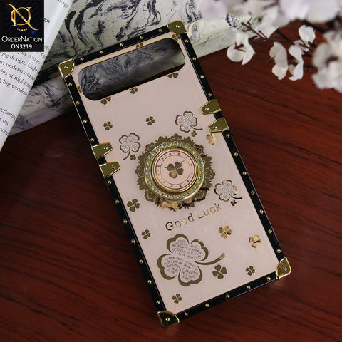 Infinix Smart 10 Plus Cover - Golden - Square Bling Diamond Glitter Soft TPU Trunk Case with Ring Holder