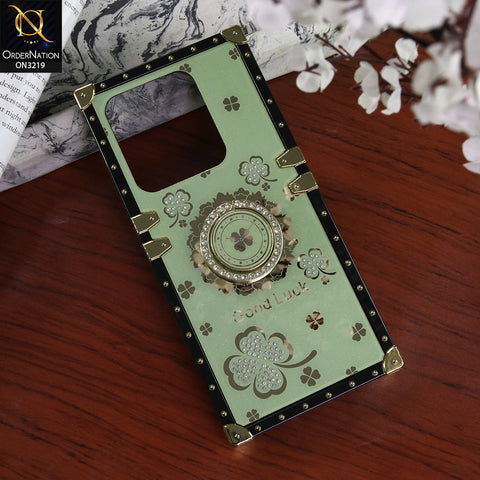 Tecno Pop 8 Cover - Green - Square Bling Diamond Glitter Soft TPU Trunk Case with Ring Holder