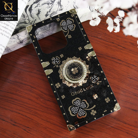Infinix Smart 9 HD Cover - Black - Square Bling Diamond Glitter Soft TPU Trunk Case with Ring Holder