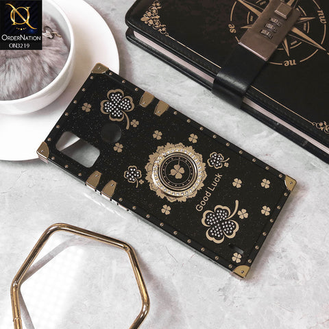 Tecno Spark Go 2020 Cover - Black -  Square Bling Diamond Glitter Soft TPU Trunk Case with Ring Holder