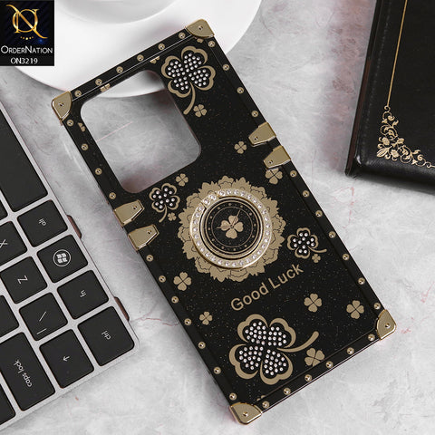 Vivo V25 5G Cover - Black -  Square Bling Diamond Glitter Soft TPU Trunk Case with Ring Holder