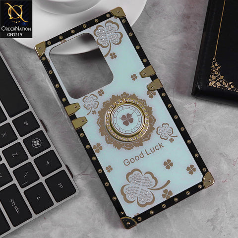Vivo V25e Cover - Seafoam Green -  Square Bling Diamond Glitter Soft TPU Trunk Case with Ring Holder