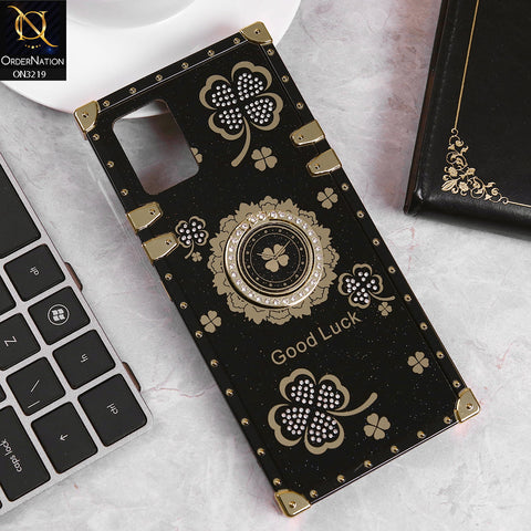 Vivo V20 Cover - Black -  Square Bling Diamond Glitter Soft TPU Trunk Case with Ring Holder