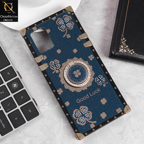Vivo V20 Cover - Blue -  Square Bling Diamond Glitter Soft TPU Trunk Case with Ring Holder