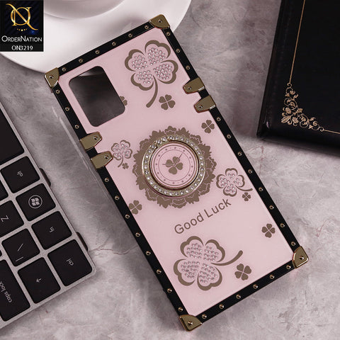 Vivo V20 Cover - Pink -  Square Bling Diamond Glitter Soft TPU Trunk Case with Ring Holder