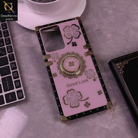 Vivo Y02 Cover - Pink - Square Bling Diamond Glitter Soft TPU Trunk Case with Ring Holder