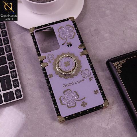 Vivo Y02 Cover - Light Purple - Square Bling Diamond Glitter Soft TPU Trunk Case with Ring Holder