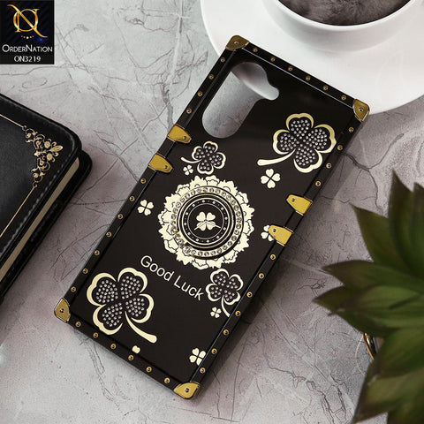 Vivo Y03 Cover - Black - Square Bling Diamond Glitter Soft TPU Trunk Case with Ring Holder