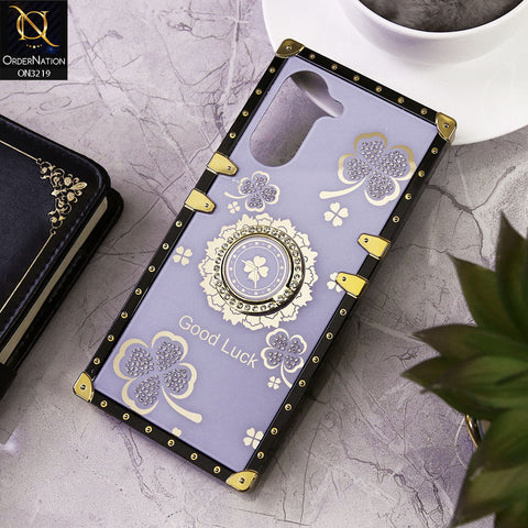 Vivo Y03 Cover - Light Purple - Square Bling Diamond Glitter Soft TPU Trunk Case with Ring Holder