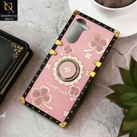 Vivo Y03t Cover - Pink - Square Bling Diamond Glitter Soft TPU Trunk Case with Ring Holder