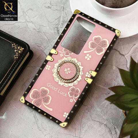 Vivo Y200e Cover - Pink - Square Bling Diamond Glitter Soft TPU Trunk Case with Ring Holder