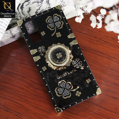 Vivo Y20 Cover - Black - Square Bling Diamond Glitter Soft TPU Trunk Case with Ring Holder