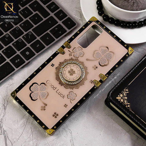 Vivo Y20i Cover - Golden - Square Bling Diamond Glitter Soft TPU Trunk Case with Ring Holder