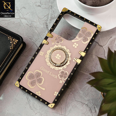 Vivo Y28 4G Cover - Golden - Square Bling Diamond Glitter Soft TPU Trunk Case with Ring Holder