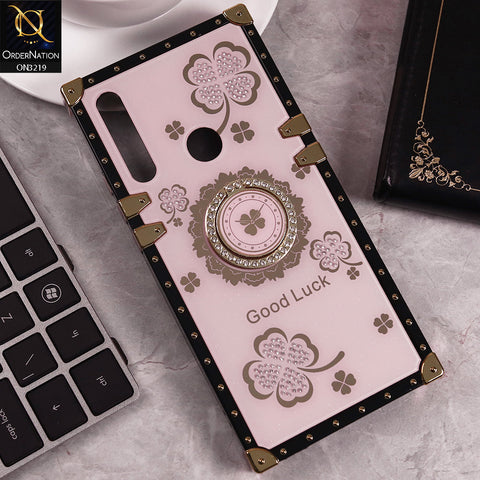 Huawei Y9 Prime 2019 Cover - Pink -  Square Bling Diamond Glitter Soft TPU Trunk Case with Ring Holder