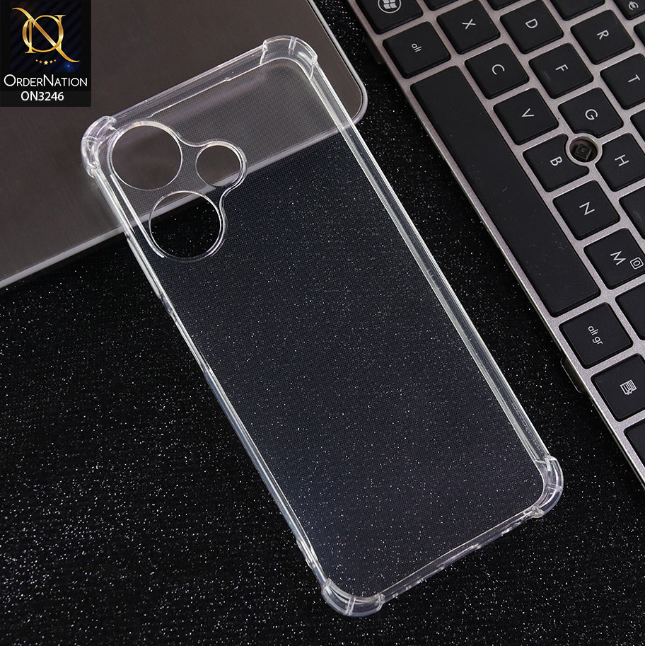 Infinix Hot 30i - Transparent -  Soft 4D Design Shockproof Silicone Transparent Clear Camera Protection Case