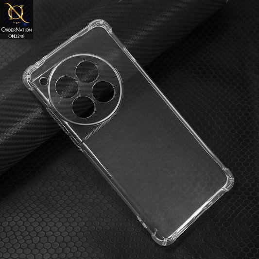 OnePlus 12 Cover - Transparent - Soft 4D Design Shockproof Silicone Transparent Clear Camera Protection Case