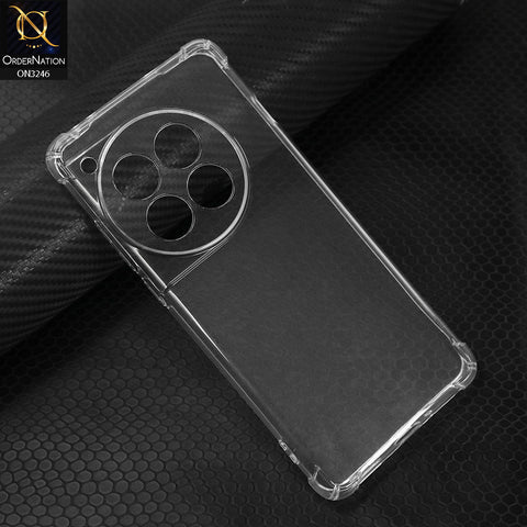 OnePlus 12 Cover - Transparent - Soft 4D Design Shockproof Silicone Transparent Clear Camera Protection Case