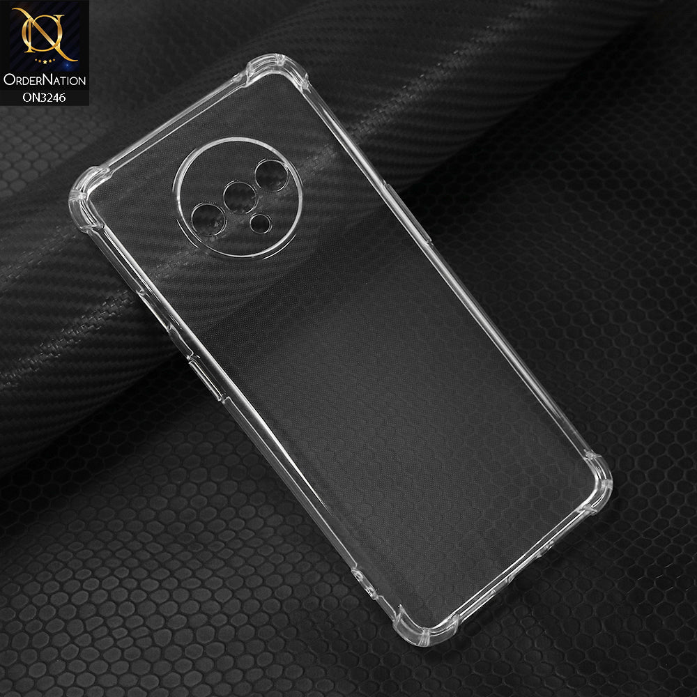 OnePlus 7T Cover - Transparent - Soft 4D Design Shockproof Silicone Transparent Clear Camera Protection Case